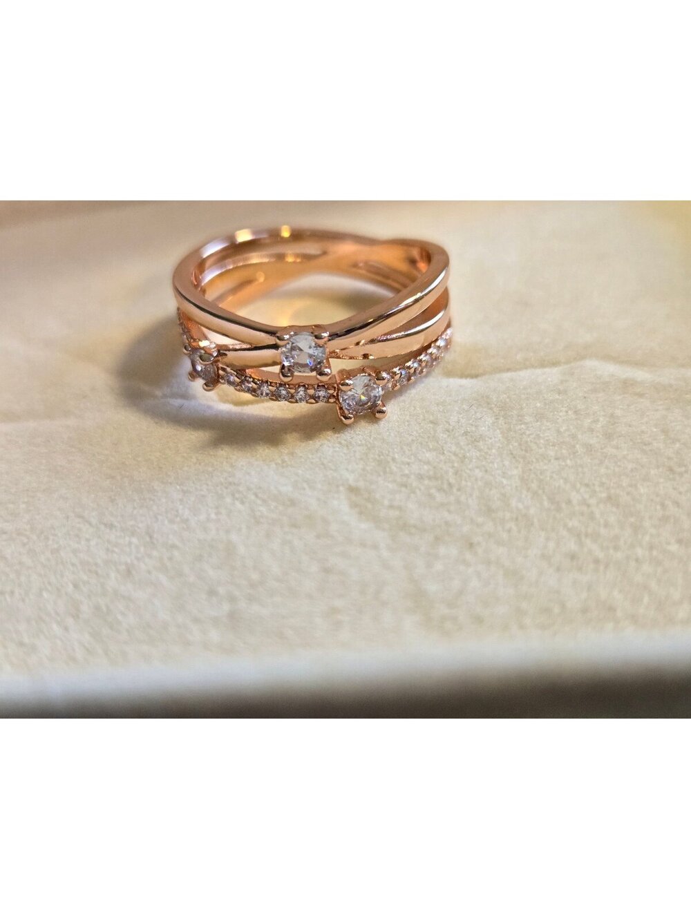 Pandora Rose Gold Sparkling Triple Band Ring size 8